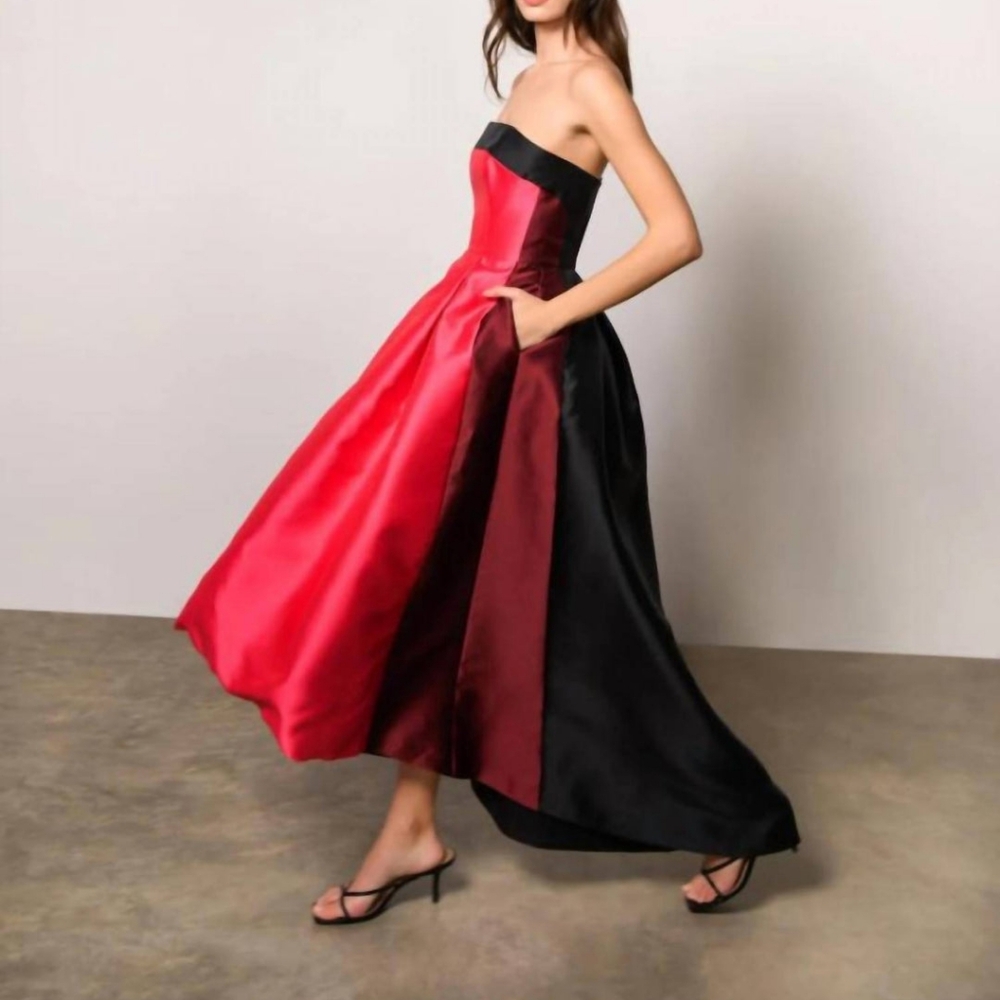 HUTCH Monet Dress, Hot Coral Colorblock